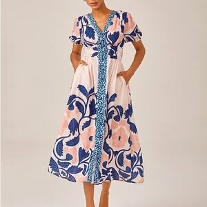 ADOR Floral Blue and Pink Maxi Dress size small